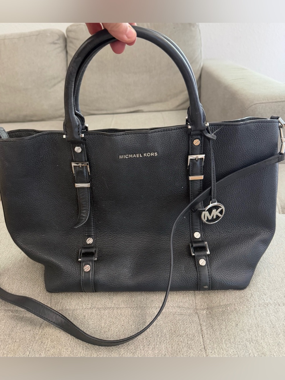 Michael Kors Black Leather Satchel Handbag